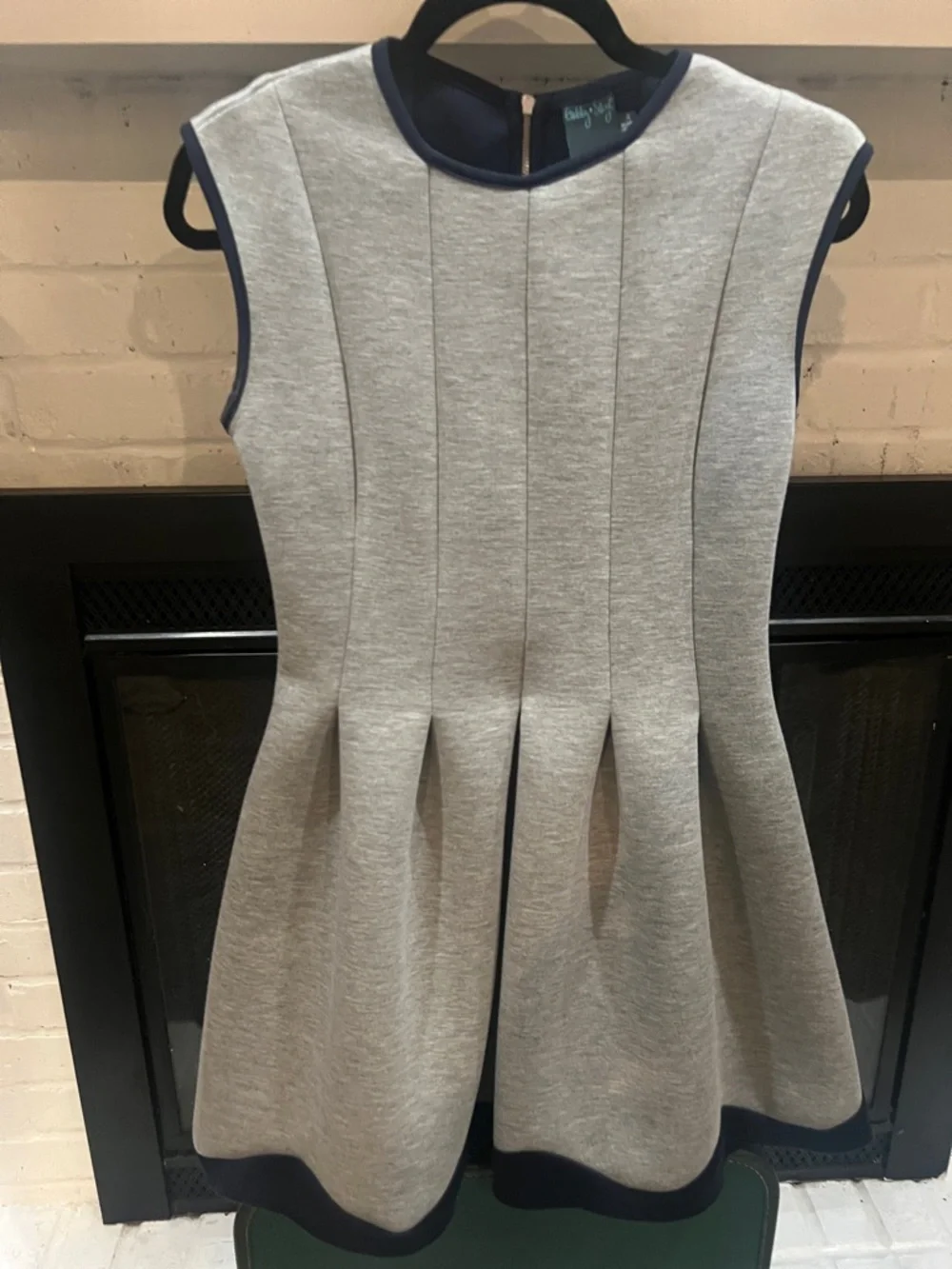 I CANT EVEN TAKE IT - LOVE LOVE - Gabby Skye Grey Mini Dress with Navy Trim - Picture 2 of 10